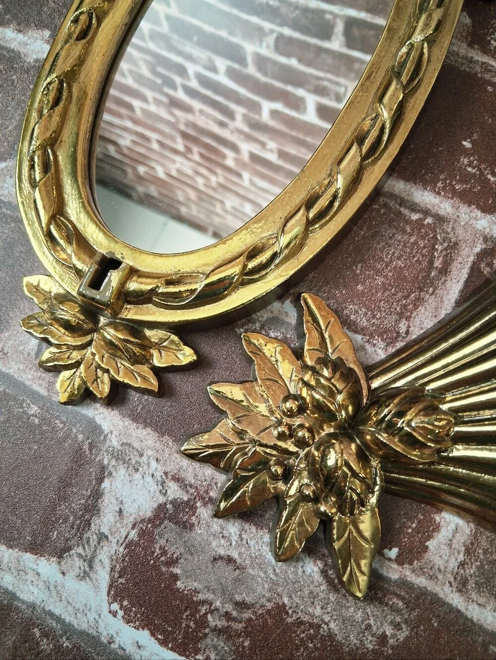 Vintage Shelf & Mirror Burwood 90s Hollywood Regency Shiny Gold Lightweight